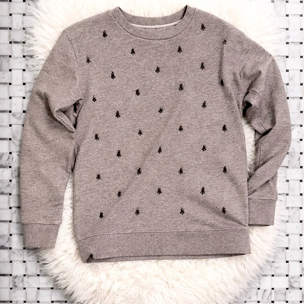 J.Crew Jewel Embellished Sweatshirt Small Heather Gray - Picture 3 of 5